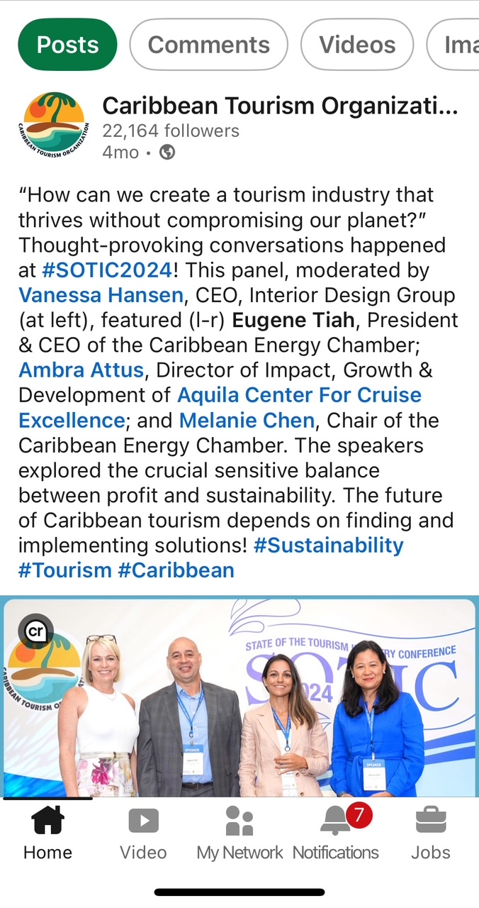 Social media post from Caribbean Tourism Organisation about SOTIC2024 mentioning CEC